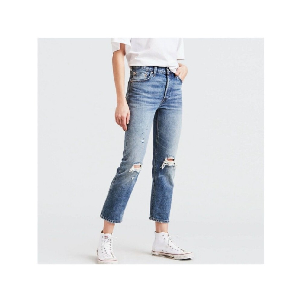 Levi's Selvedge 501 Cropped Distressed Vintage Find Wash Jeans 26x26 Grunge